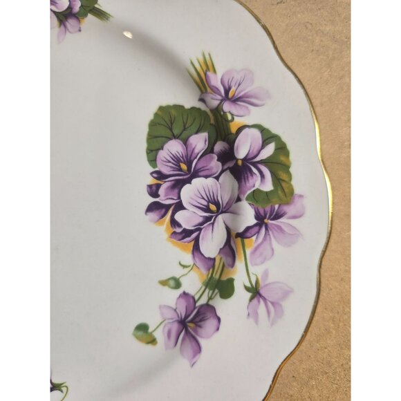 Vintage Royal Kent Bone China Staffordshire England Salad Plate Violets Floral - Picture 4 of 6